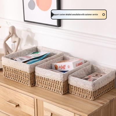 Large Rattan Woven Desktop Storage Basket: Organize Cosmetics, Keys, Snacks & More In Your Living Room or Entrance.