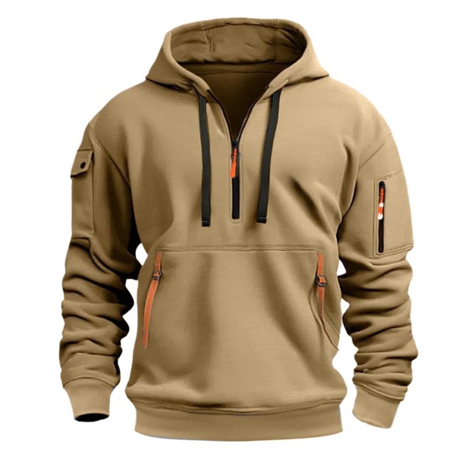 Autumn Men's Hoodies Winter Zipper Multi Pocket Sweatshirts Male Warm Clothes Hoodie Sports Leisure Sweatshirt
