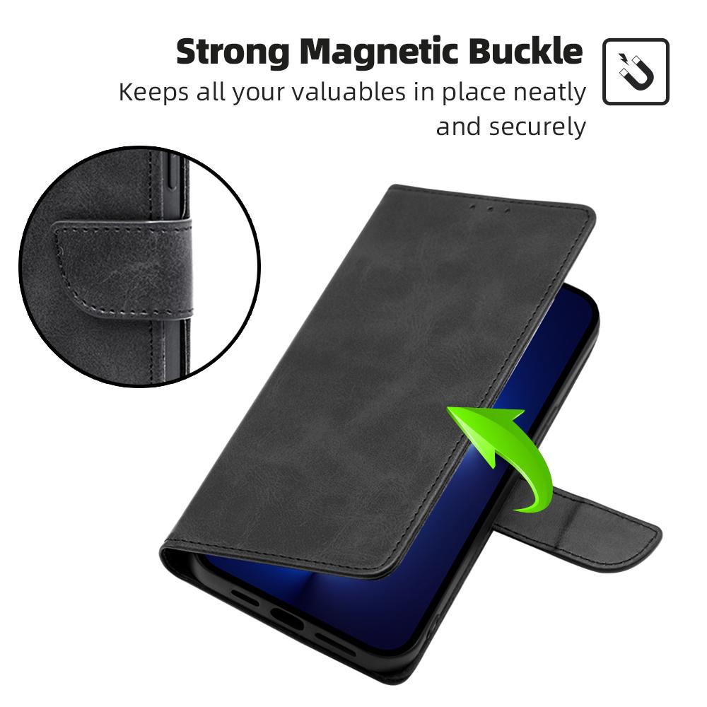 For Samsung Galaxy S24 Case Wallet Card Slots Calf Texture Leather Phone Cover