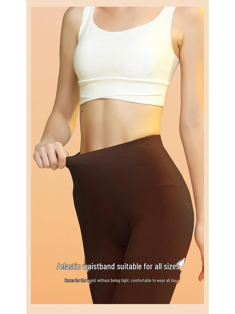 Extra Thick Silk Wool Fleece-Lined Women's Warm Leggings for Autumn/Winter