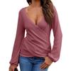 Women's Solid Color Long Sleeve Slim Top Sexy Casual Collar Shirt Top
