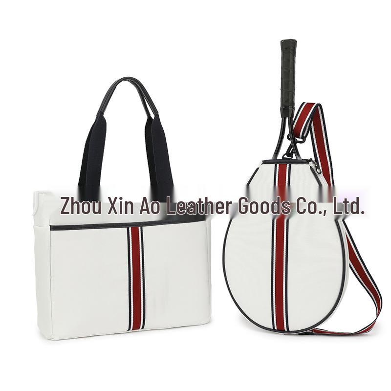 Canvas Striped Tennis Tote: Fashionable Ladies' Crossbody Handbag & Beach Sports Bag