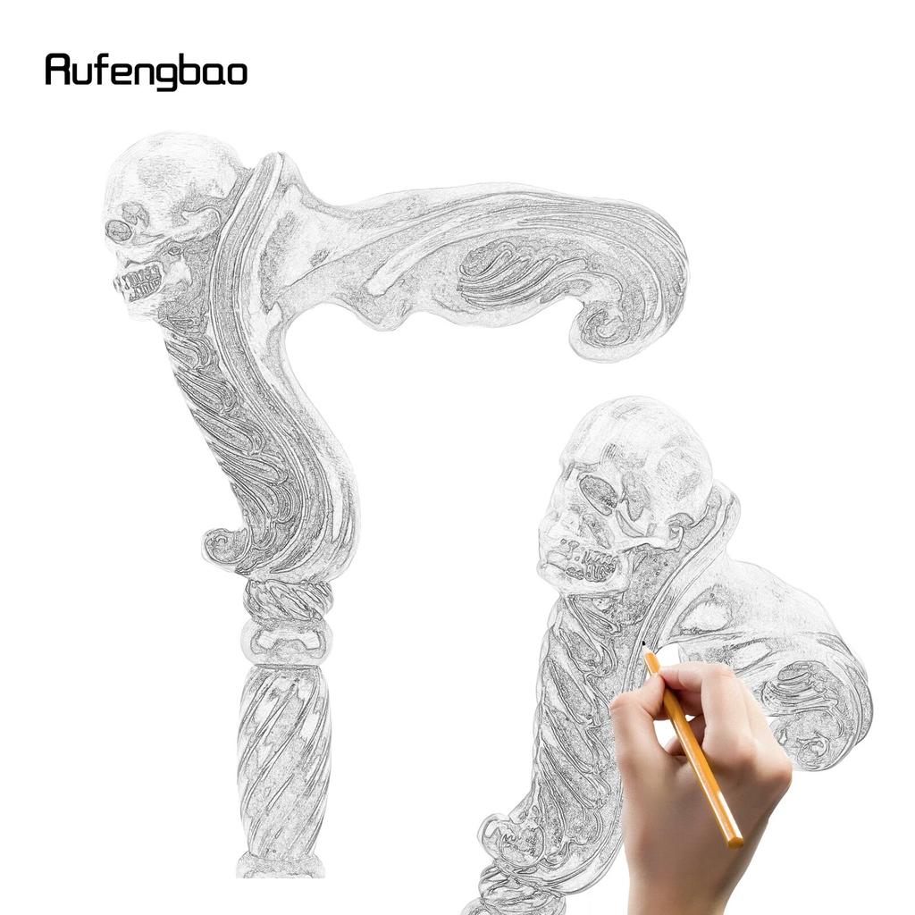 Lebka Hnědá Dřevěná Módní vycházková hůl Dekorativní Upír Cospaly Party Dřevěná vycházková hůl Halloweenská palcátová hůlka Crosier 93cm