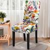 Flower Group Printed Spandex Anti -Dirty Elastic Seat Cover Removable High Back Dining Chair Cover Washable Kitchen Stools