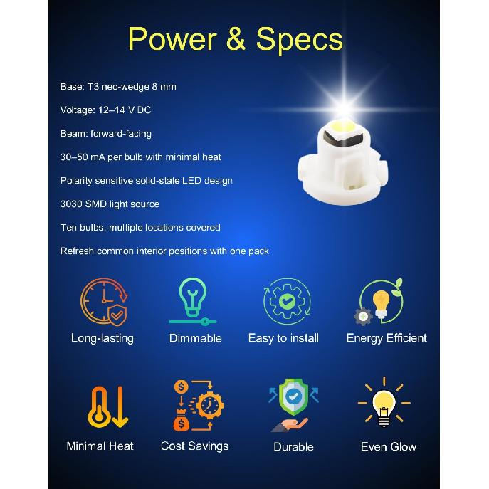 WLJH 10x Pink T3 Neo Wedge Led 8mm Base 3030 SMD Chip Car Instrument Cluster Light Dashboard Gauge HVAC AC Heater Climate Control Lamps Switch