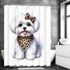 Cute Dog Bow Scarf Shower Curtain, Bathroom Decorative Shower Curtain, Waterproof Shower Curtain with Hooks