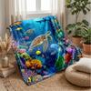 Underwater Coral Reef Scene Theme Blanket Lightweight Warm Flannel Blanket Decorative Throw Blanket for Home Decoration