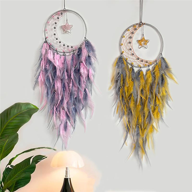 Good-Feather Dream Catcher Dream Catcher For Bedroom, For Wall Hanging Craft Gifts Pink
