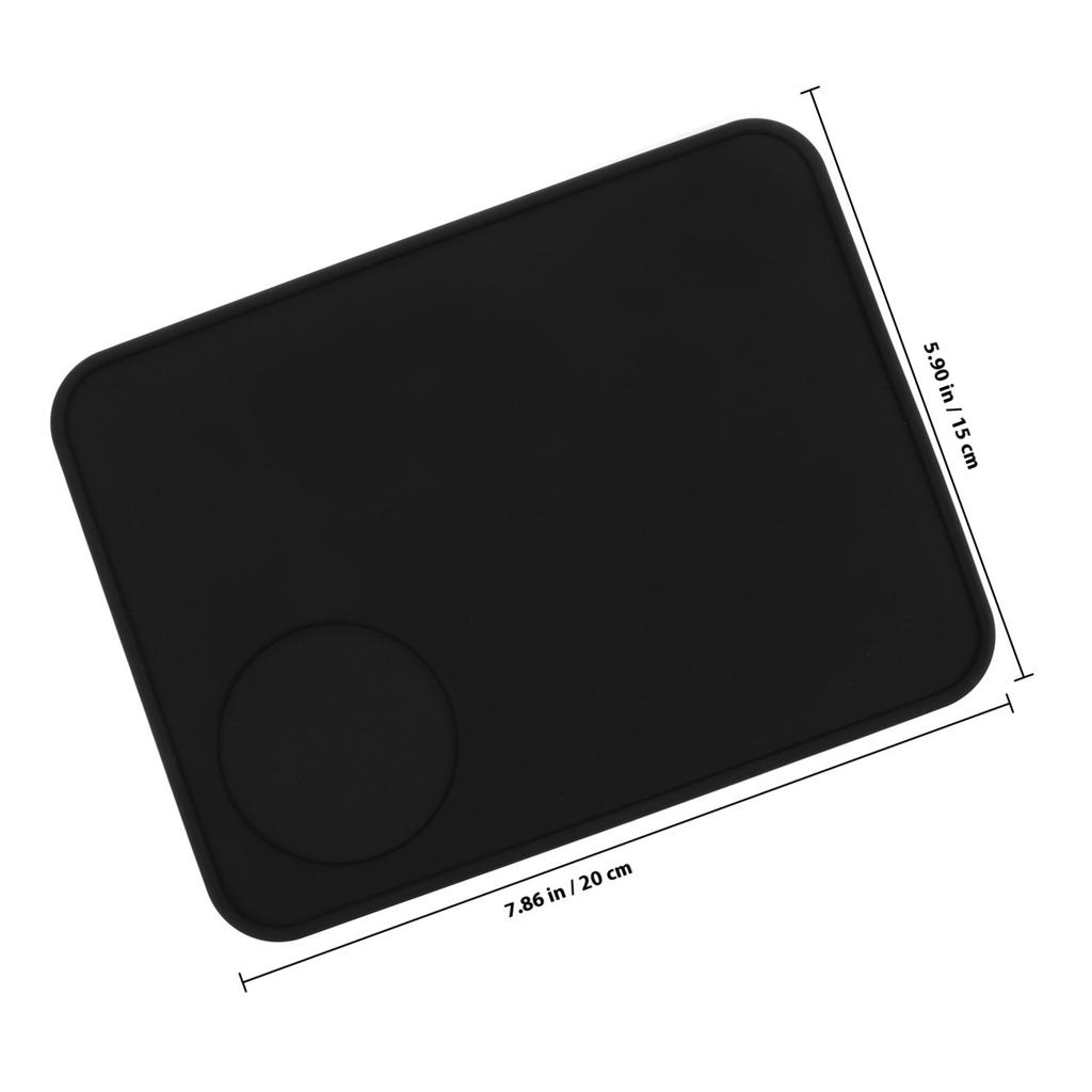 Non Slip Black Silicone Coffee Tamper Mat Corner Design Thick Espresso Tamp Station Mat for Coffee Machine Countertops