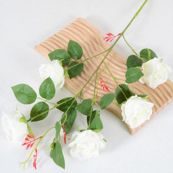 Artificial Rose Flowers for Flower Arrangement Faux Silk Rose Bouquet with 5 Heads Blooms for Parties Wedding Home Table Centerpiece