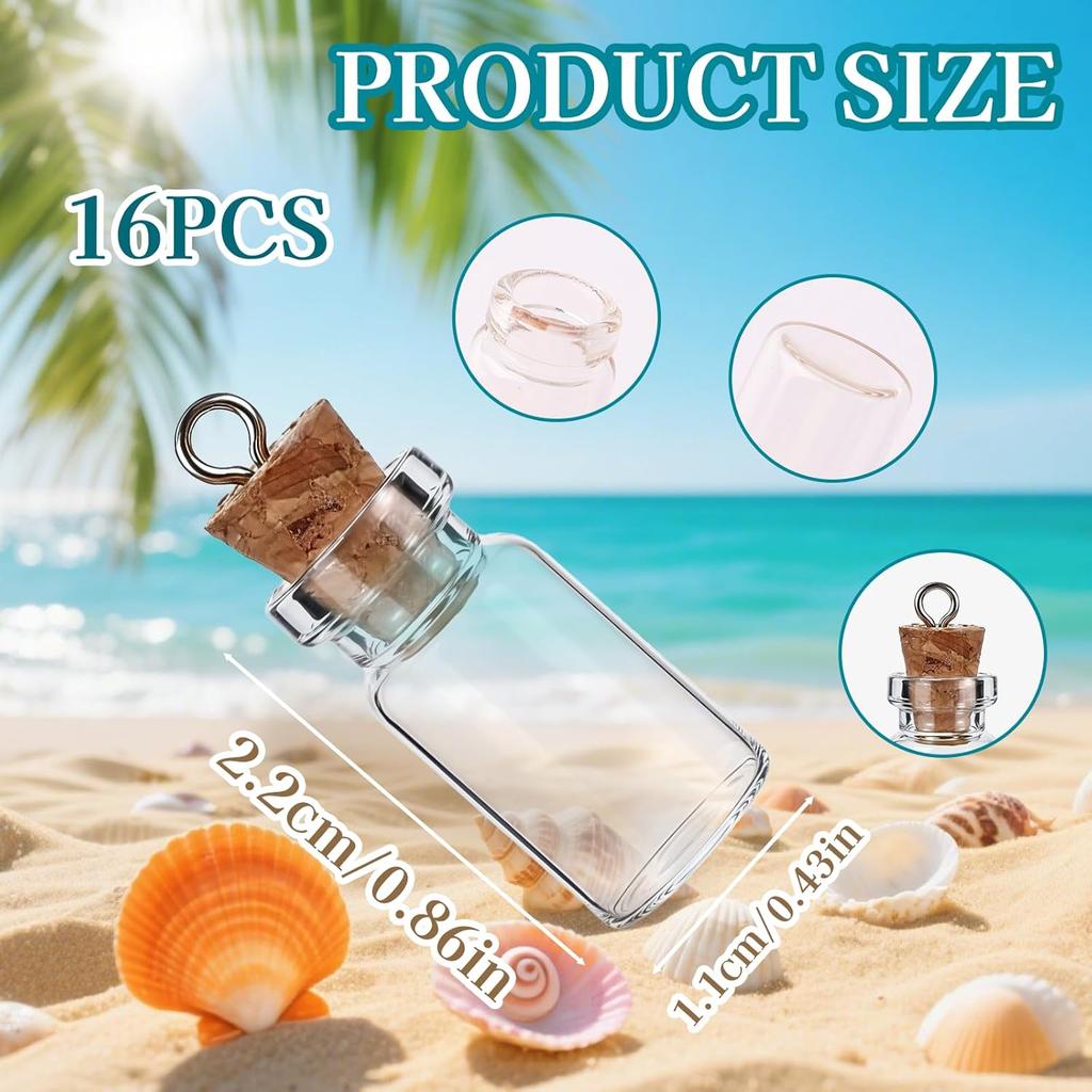 16 Pcs Mini Glass Bottles with Cork Stoppers - 1.5ml Small Empty Containers, Tiny Glass Jars with Lids, Spell Jars ing Bottles Message Glass Bottles