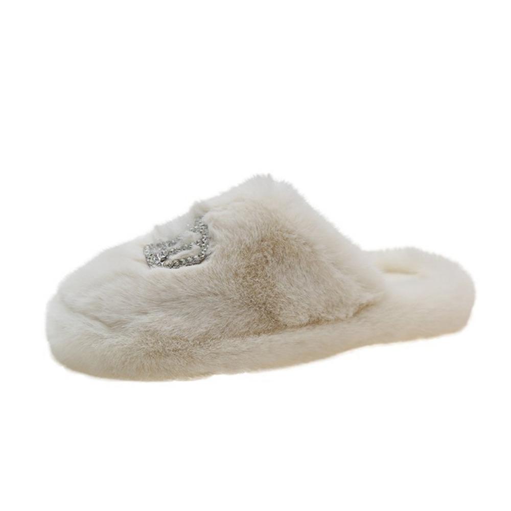 Fashion Autumn and Winter Fluffy Couple Cotton Slipper Women's Bag Cute Thick Bottom Cartoon Non-slip Interior for Family Use
