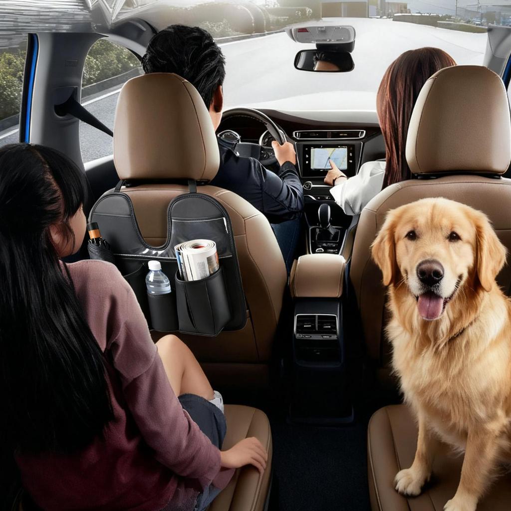 Car Seat Organizer Large Leather With Tablet Cup Holder Behind Seat Car Organizer Kick Mats For SUV RV Truck Sedan Kids Toys