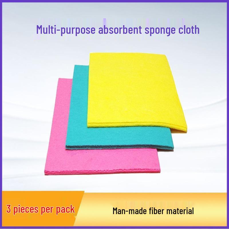 

Korean Absorbent Scouring Pad: Durable Stain-Removing Square Kitchen Cloth, 3-Pack