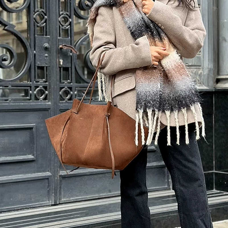 Borsa a Spalla da Donna Camoscio Nabuk Grande Capacità Portatile Ala Borsa Tote Designer Lg Tracolla Shopping Spaziosa Borse Nuova