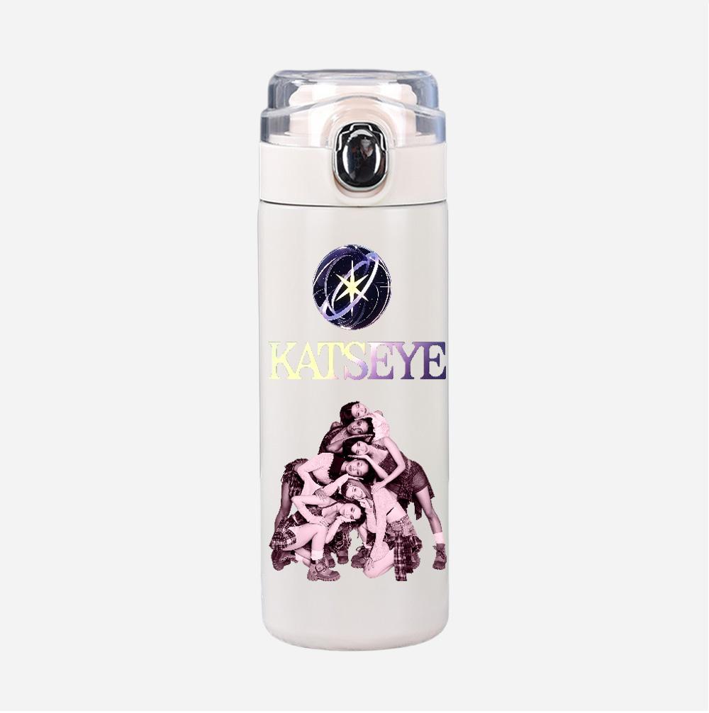 400Ml Water Bottle Anime Cartoon KATSEYE Printed Thermos Cup Portable Stainless Steel Outdoor Sports Water Cup Children Kid Gift