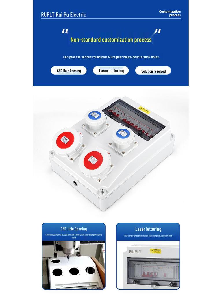 Wall-Mounted IP65 Waterproof Industrial Socket Box - Assembled Industrial-Grade Wiring and Distribution Box