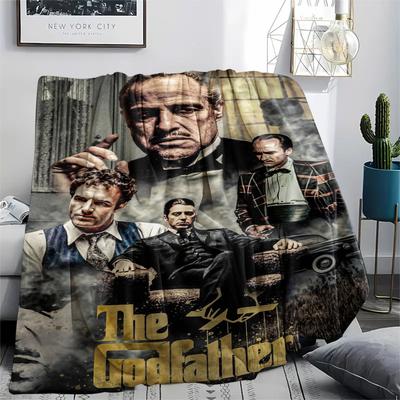 1Pc The Godfather Print Flannel Blanket, High Quality Comfortable for All Seasons, Home Decor, Warmth and Comfort, Perfect for Gifts
