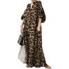 New Leopard Print Print Casual Bubble Long Sleeve Dress