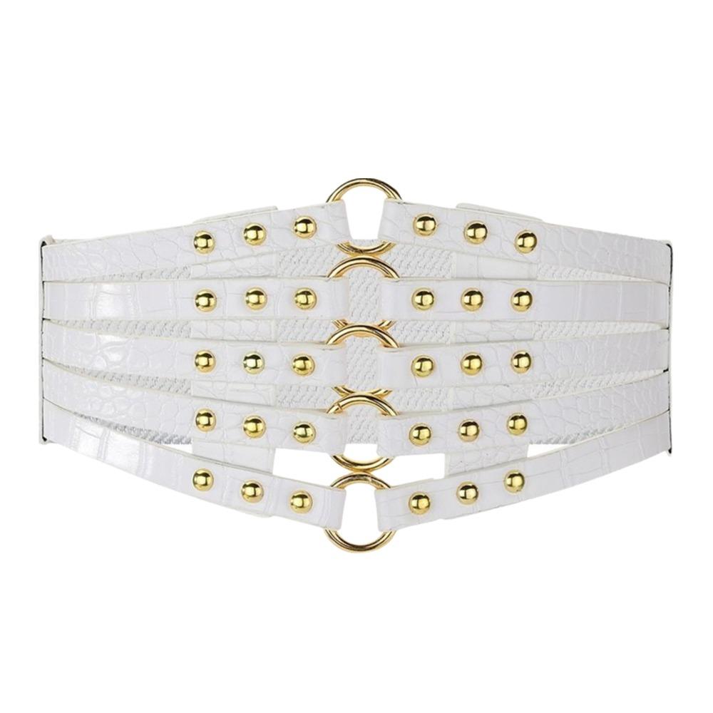 Rivet Decoration Wide Belts Hollow Out Design Corset Belt Fashion Decorative Belt Body Shaper
