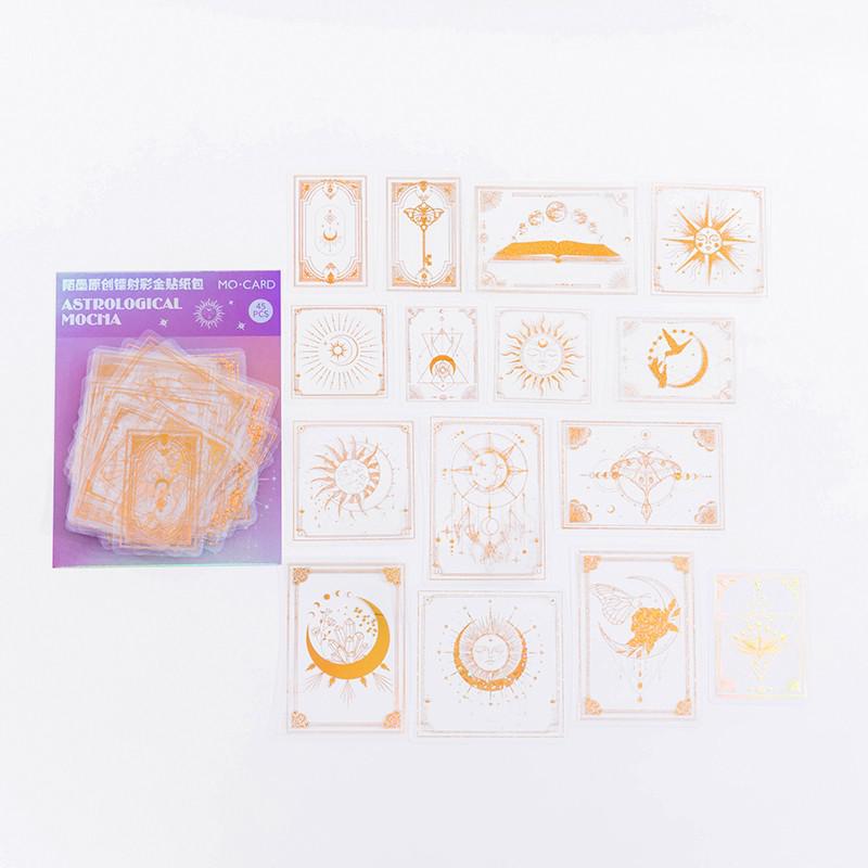 45 Pcs Bronzing Stickers Foil Gold Star Moon Flower Stickers Set Decorative Vintage PET Stickers For Scrapbook Diary Crafts Card