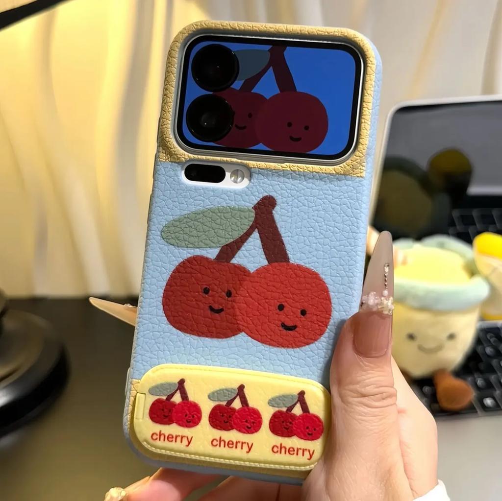 Cake leather pattern bracket is suitable for Apple 17 mobile phone case 16promax anti-drop 15Pro all-inclusive 13/14 protective case.