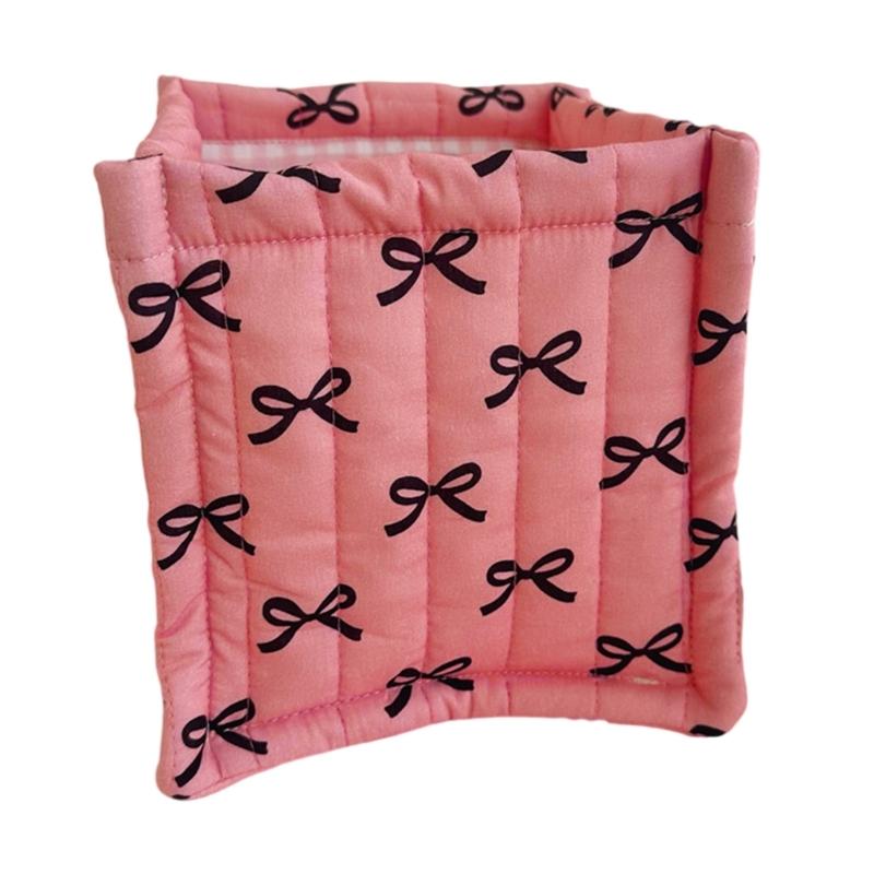 Стеганая тканевая настольная корзина для хранения вещей для дома и офиса, удобная для хранения канцелярских принадлежностей и косметики розовый