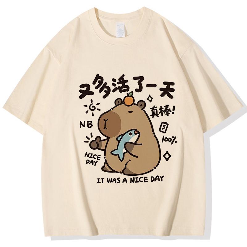 Funny Capybara Printed T Shirt Men Women Vintage Summer Short Sleeve T-shirt 90s Gothic Tshirt Casual EU Size Tees Tops Clothes