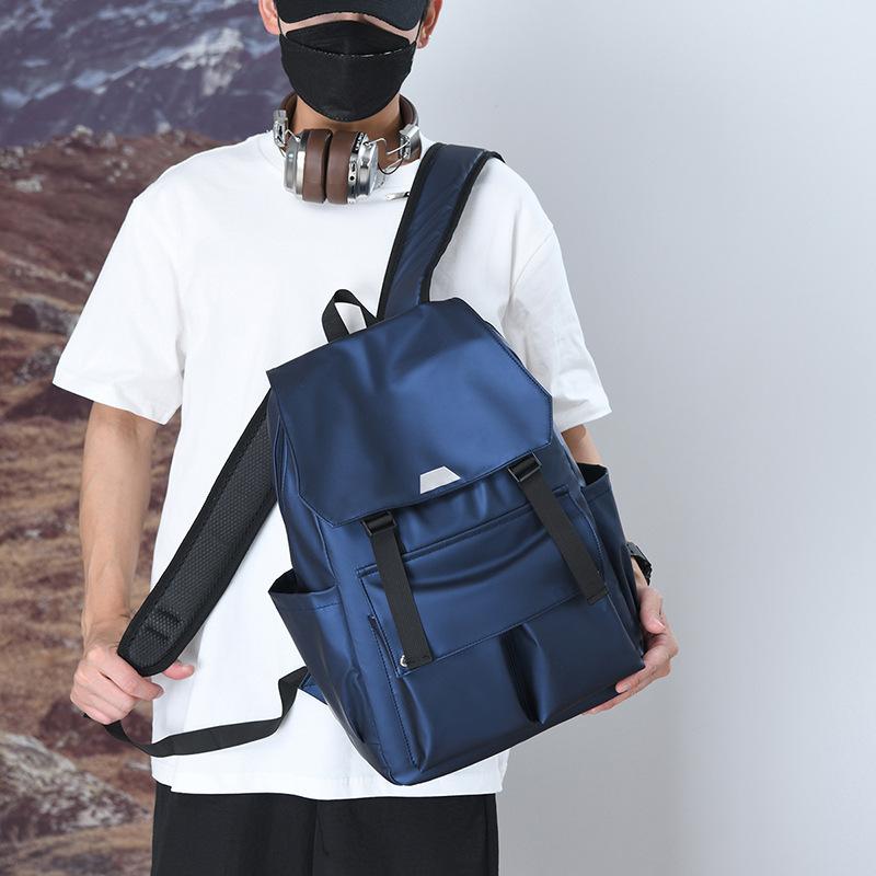 Trendiger Freizeitrucksack Herren Unifarbener Einfacher und Vielseitiger Reiserucksack Neutral Große Kapazität Mehrere Taschen Schüler Schultasche