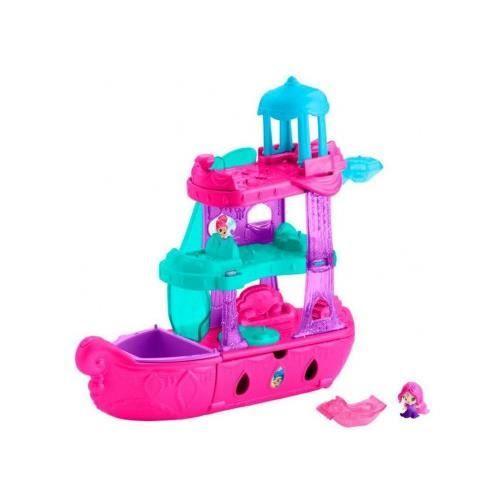Yacht des Génies - MATTEL - 22cm - 5 mini génies - Changement de couleur - 3 espaces de jeux