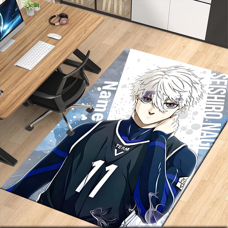 Custom Name Nagi Seishiro BlueLock Printed Carpet, for Office Chair Living Room Bedroom Kitchen Room Decor Gifts.