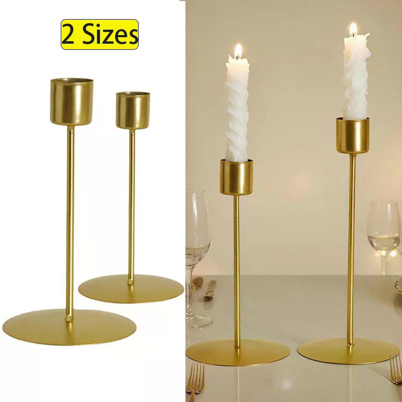2 Sizes European Style Metal Candle Holders Simple Golden Wedding Decoration Bar Party Living Room Decor Home Decor Candlestick