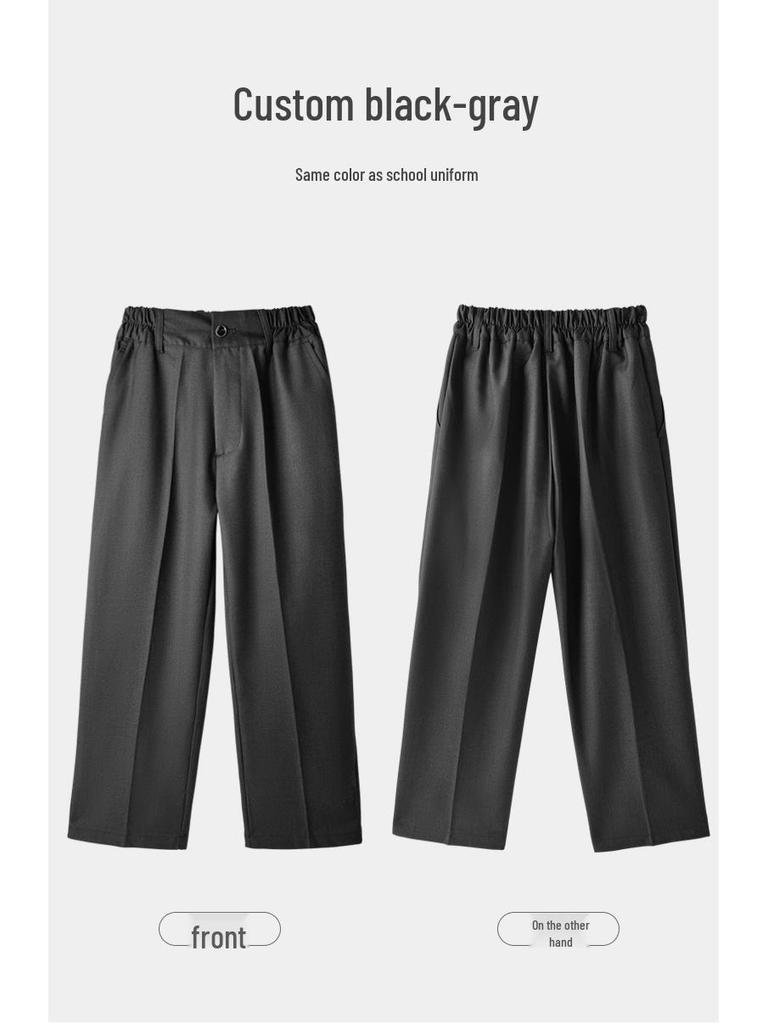 Tmavě šedé kalhoty pro chlapce, které se nemačkají - Školní uniformy pro žáky základních a středních škol