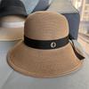 Elegant Bow Straw Bucket Hat Women's Summer Travel Sun Protection Sun Hat Foldable Beach Basin Hat