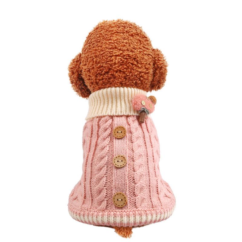 Dog Pet Clothes Cat Classic Knited High Collar Sweater  Sweet Colorful Pet Winter Warm Clothes Puppy Kitty Two-legged Clothing