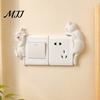 Removable Wall Protection Sticker 3D Cat Light Switch Sticker, Decorative Resin Plate Cover, Cute Animal Unique Home Interior Accents Stickers,