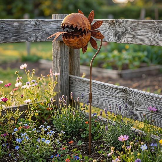 Carnivorous Plant Garden Stake, Large Metal Flytrap Plant Sculpture, Rusty Insectivorous Plant Ornament, Outdoor Decoration for Yard Patio Lawn