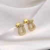 Boucles d'oreilles en Or 18K en Fer à Cheval Entièrement Pavées de Diamants en Forme de U Fei Jia - Design Polyvalent et Tendance pour Femmes