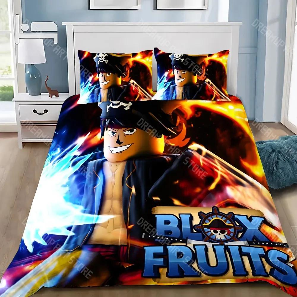 Cartoon 3D Game B-blox Fruits Duvet Cover Pillowcase Bedding Set Adult Boy Girl Bedroom Decoration Children Single Double S