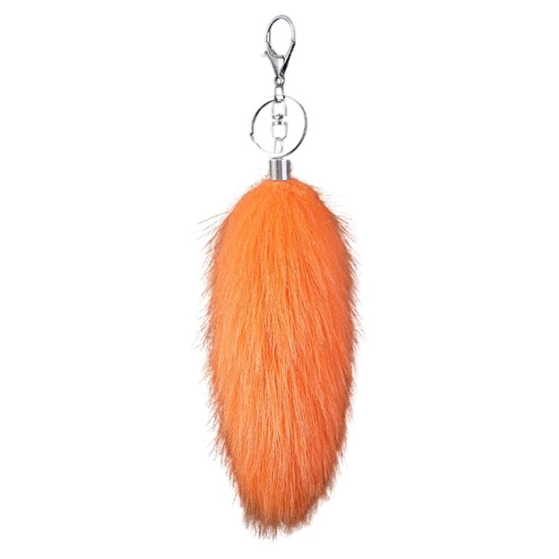 

Realistic Faux Animal Tail Keychain Bag Adornment Cosplay Furs Charm Pendant Handmade Backpack and Purse Decoration помаранчевий