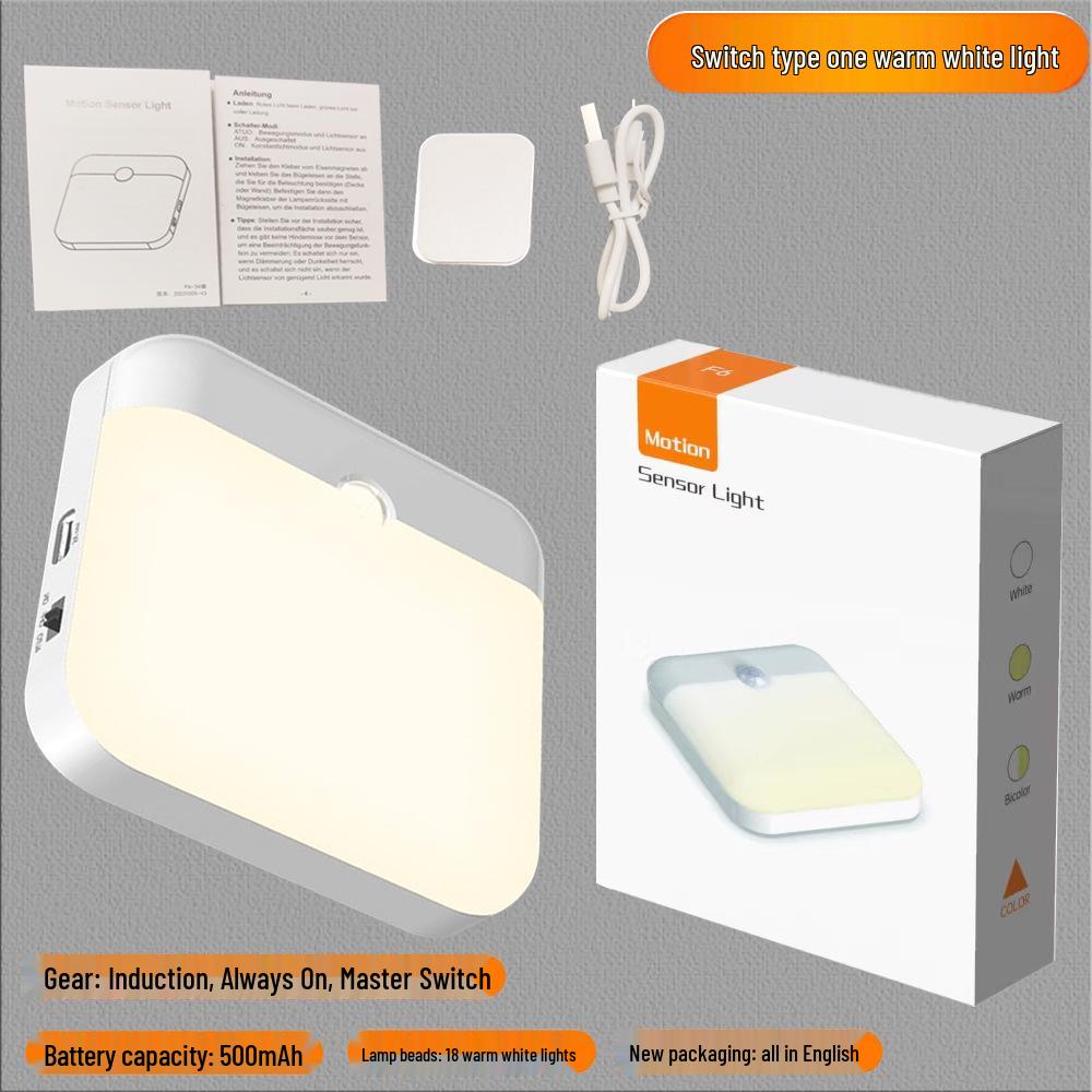 TYPE-C Infrared Sensor Nightlight: Energy-Saving, Portable, Square Night Light for Bedroom and Nighttime Ambience