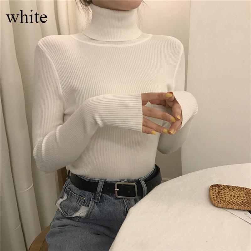 All-in-one Knitted Bottom Wear Women's High Neck Long Sleeve Autumn and Winter New Slim-fit Pullover Sweater Sweater Temperament Tight Top
