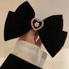 New Black Velvet Bow Hair Pins Elegant Fabric Alloy Roses Hair Clips for Women Fashion Ponytail Barrette Heawear Accessories