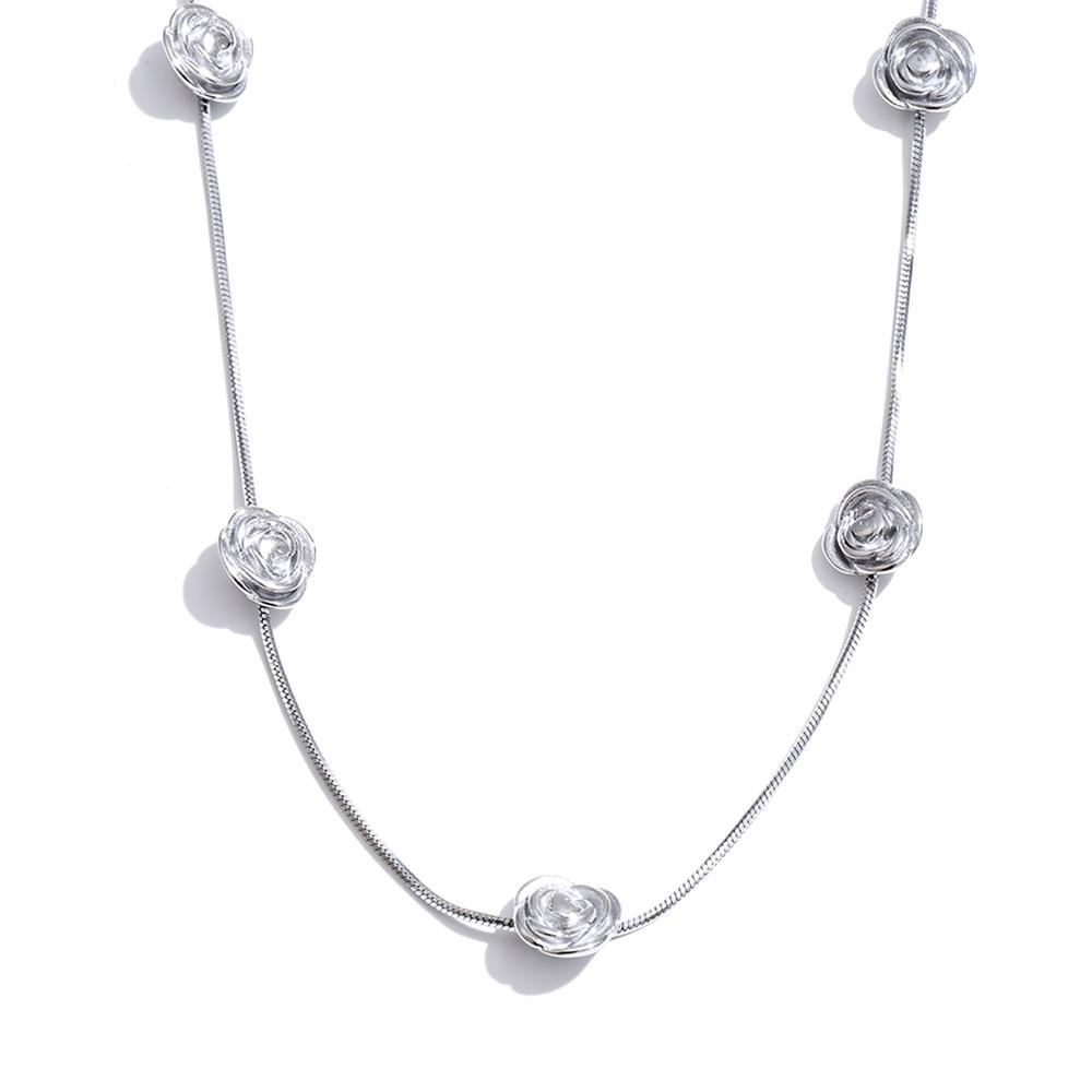 Yhpup Trending Stainless Steel Flower Chain Collar Necklace for Women Waterproof Attractive Casual Jewelry Wholesale 2025