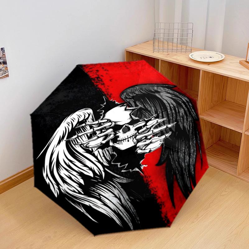 1PC Skull Automatic Umbrella - Suitable Travel Outdoor Portable Umbrella Birthday Gift Daily Essentials