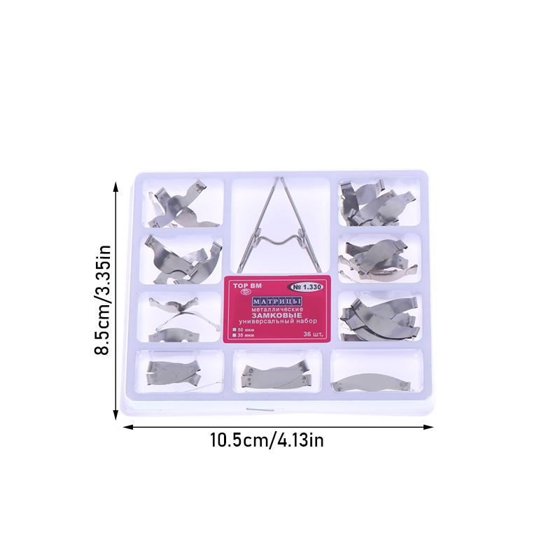 Professional Dental Tools Matrix Kit 36Pcs Contoured Saddles with 0.05MM Spring Clipse No.1330