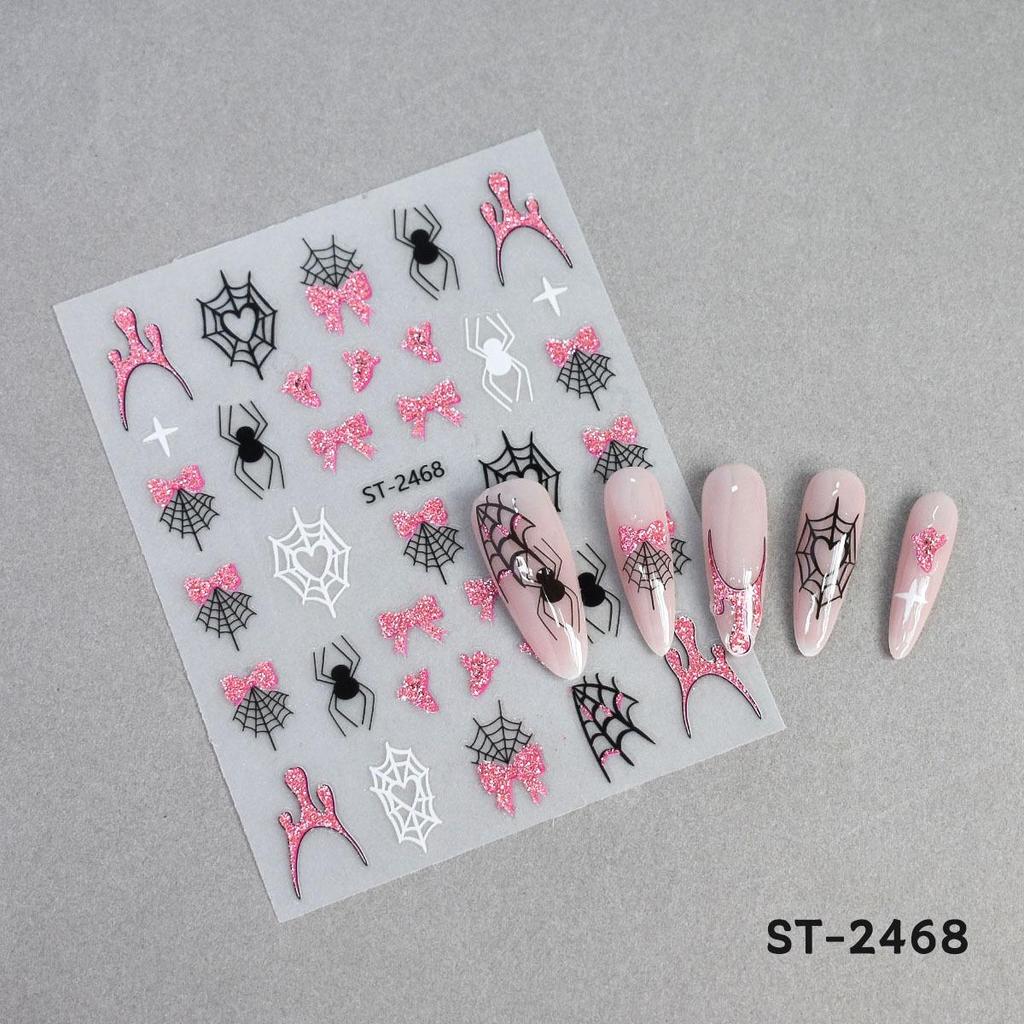 Hot Sale Halloween Nail Art Stickers: Sweet Cool Style with Spiders, Pumpkins, Ghosts, and Glitter Black Designs