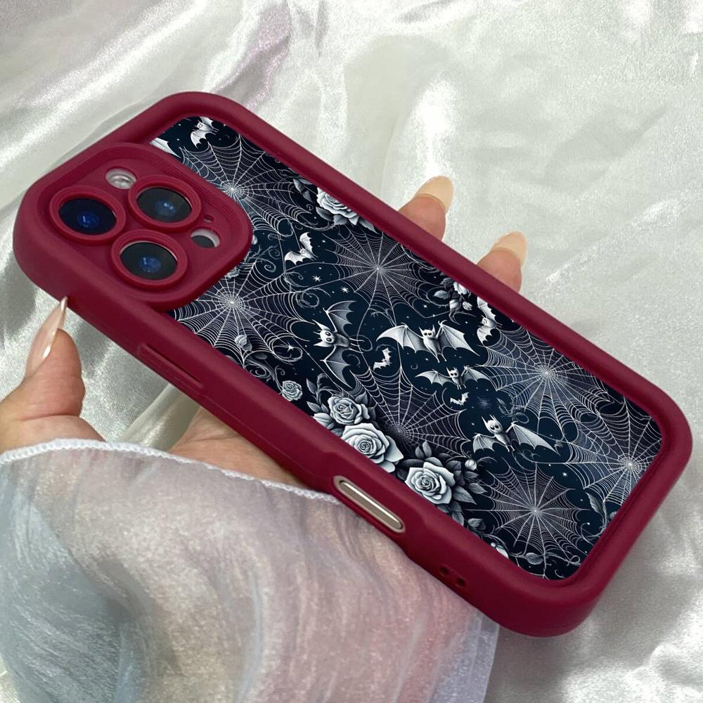 JT92 Black Spider's Web Halloween for iPhone 17 16 15 14 Pro Max Samsung S26 S25 S24 Ultra A17 A16 A07 A56 A06 Xiaomi 15T Redmi 14C 15c Soft TPU Case