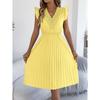Abito Gonna Casual in Pizzo Scollo a V Vita Pieghettata Stringivita Abito Lungo da Donna Stile Streetwear Moda Transfrontaliera