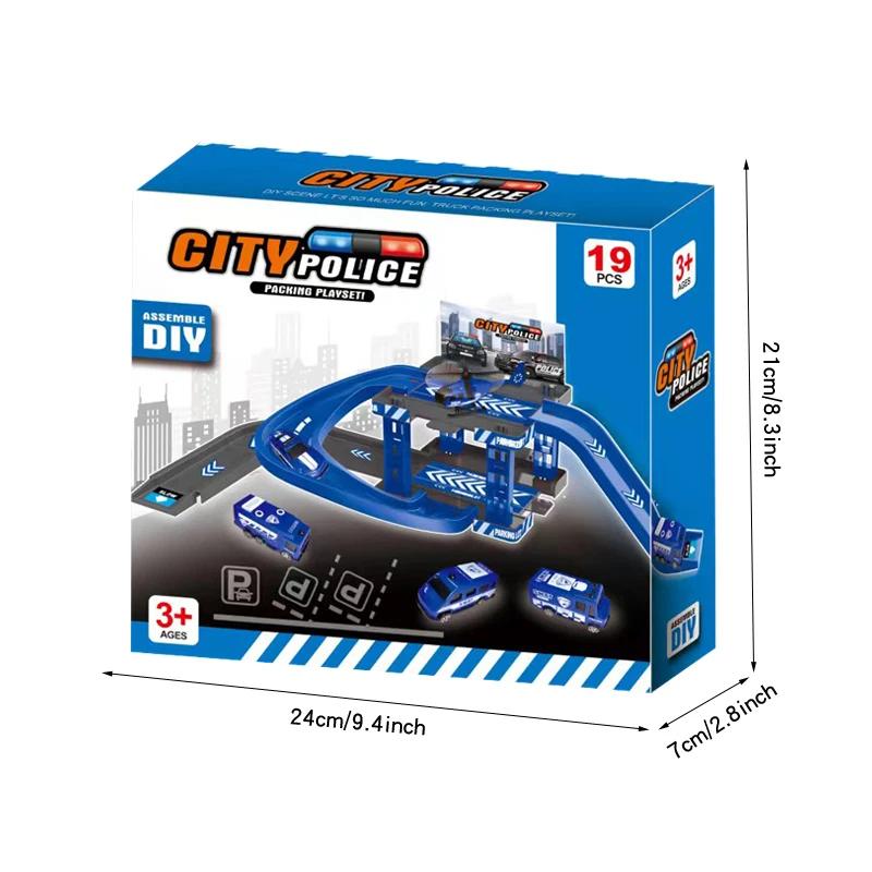 

Rail Kid Parking Lot Toys Dinosaur Car Parking Building Model Simulation Fire Police Engineering Vehicle Toy Boys Birthday Gifts